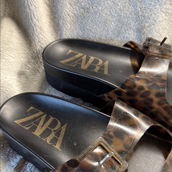 Zara Women's Brown Leopard Sandals New - Picture 2 of 8